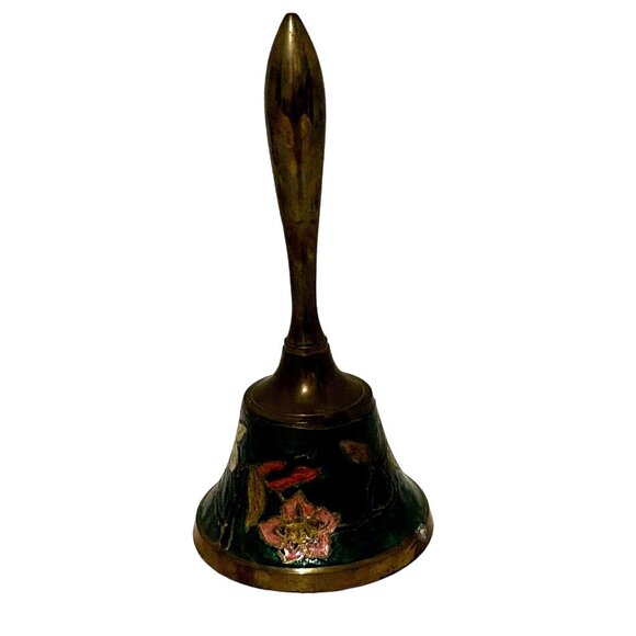 Vintage Penco Floral Painted Brass Bell Home Decor Flowers Made in India - Picture 5 of 8
